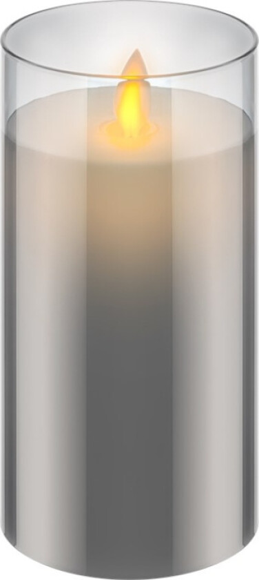 LED ekte vokslys i glass, 7,5 x 15 cm