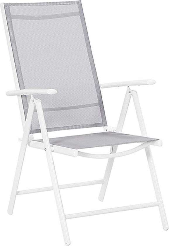 Sett med 6 Hagestoler Grå Tekstil Hvit Aluminiumsramme Sammenleggbar Tilbakelent