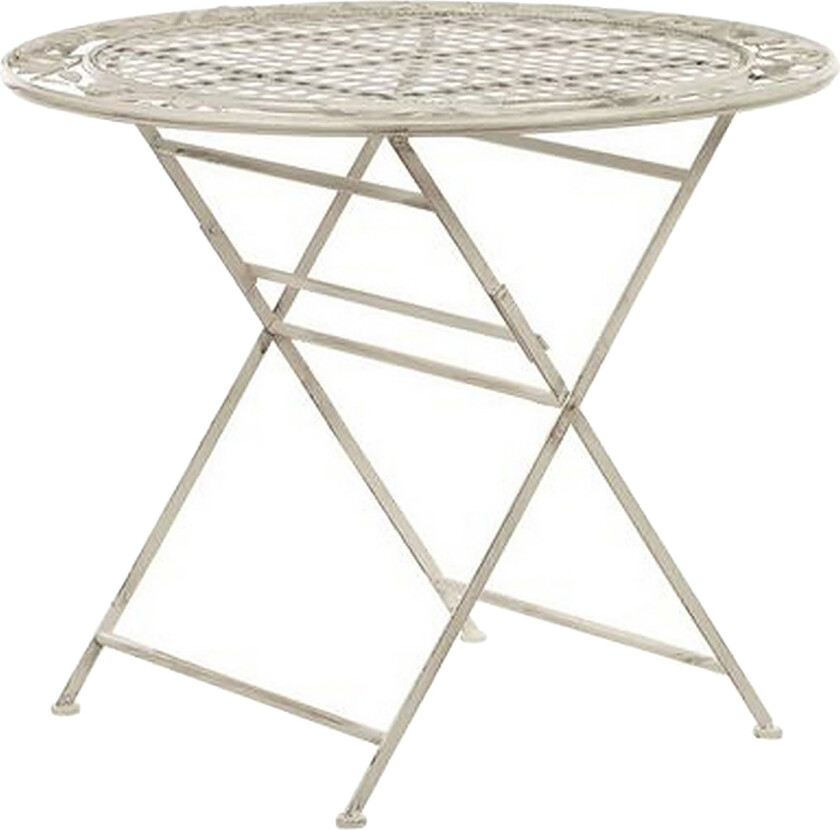 Bilde av Hagebord Off-White Strykejern Sammenleggbart Distressed Metall Rund 90 cm for 4 Utendørs UV Rustmotstand Fransk Retro Stil