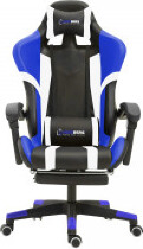 Herzberg HG-8083: Trefarget spill- og kontorstol med lineær blåfarge