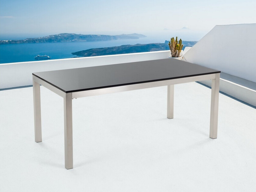 Hagebord Sort/Sølv/Granitt/Basalt Rustfritt Stål 180 x 90 cm Polert Moderne Utendørs