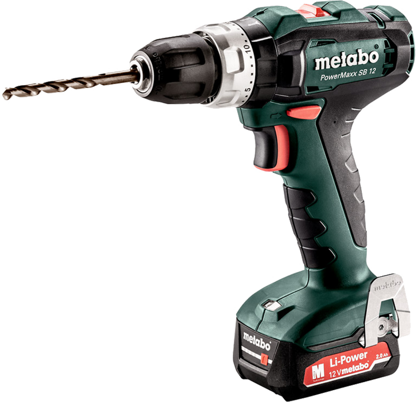 PowerMaxx SB 12 - Hammerbor - trådløs - 2 hastigheter - nøkkelfri borhylse 10 mm - 40 N·m - 2 batterier - 12 V