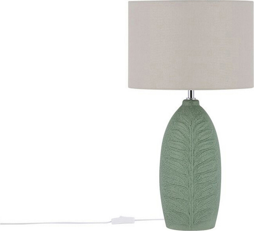 Bordlampe Grønn Grå Keramikk 59 cm Bladmønster Moderne og skandinavisk stil Belysning Nattlampe