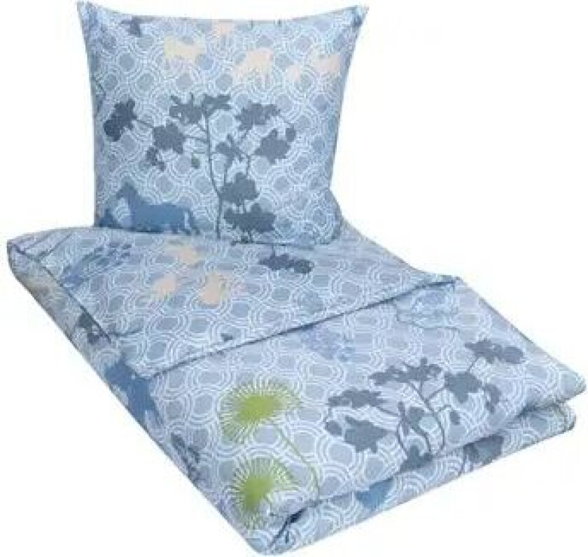 Sengetøy dobbeldyne - 200x220 cm - Sateng sengesett - - Happy Horses Blue