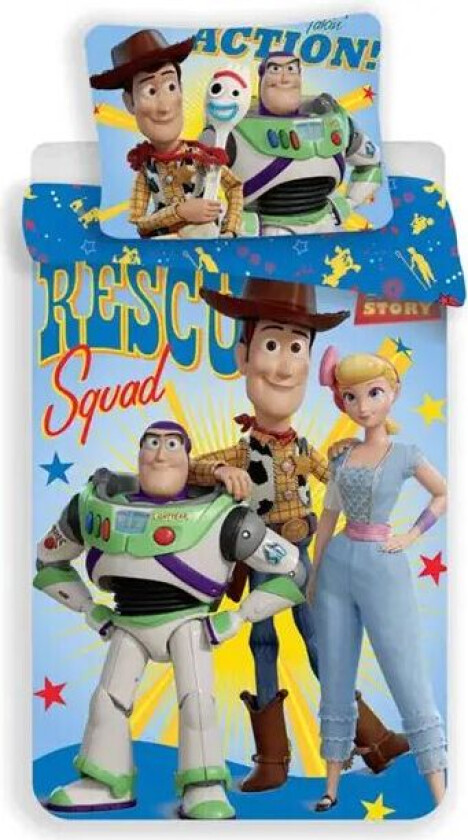 Toy Story Junior sengetøy - 100x140 cm - Sengesett med Toy Story - 2 i 1 design - 100% bomull