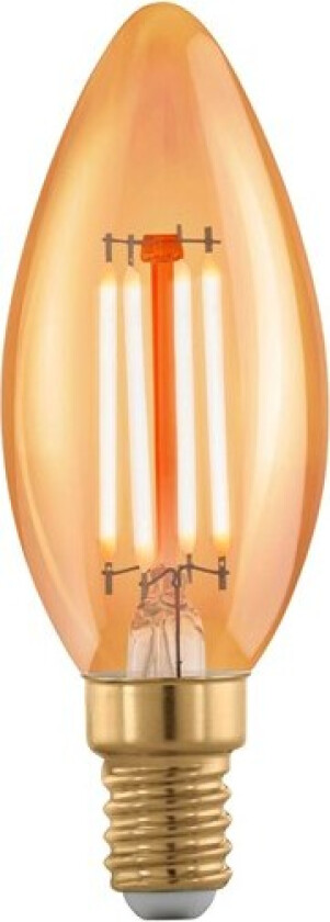 Eglo - LED-filamentlyspære - form: C35 - E14 - 4 W (ekvivalent 28 W) - varmt hvitt lys - 1700 K - ravgul
