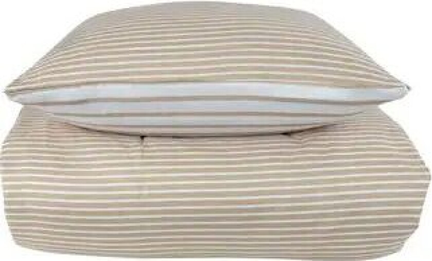 Sateng sengesett - 150x210 cm - 100% Bomullssateng - Narrow lines - Sand