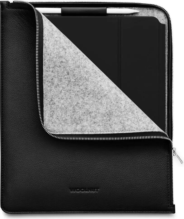 iPad Pro 12,9" (2022 / 2021 / 2020 / 2018) Ekte Skinn Folio Sleeve - Svart