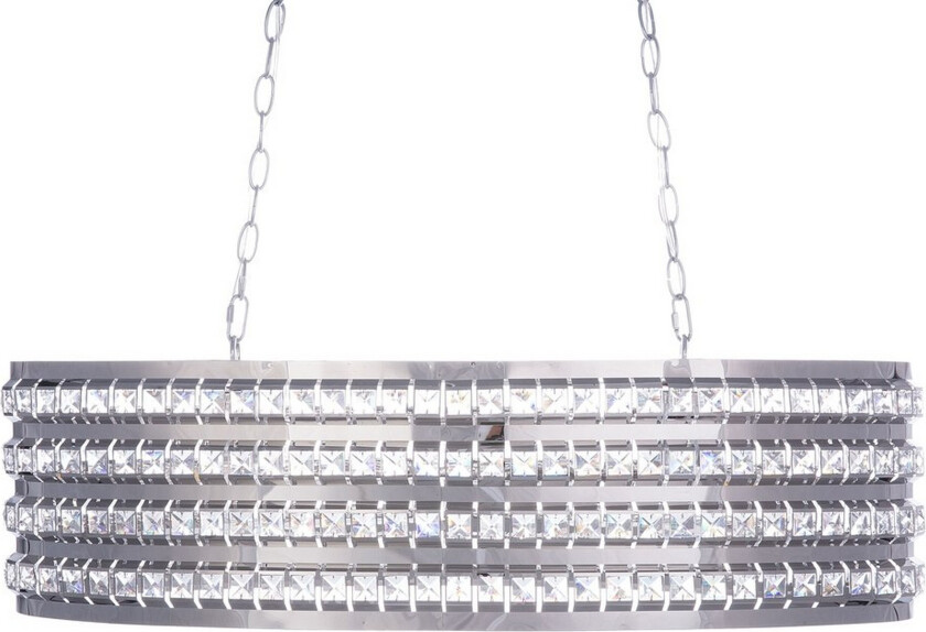 Taklampe Sølv Krystall 108 cm To lyspærer E27 60W Oval form Belysning Dekorasjon Glam Elegant