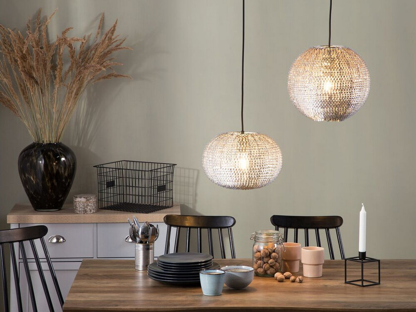 Pendellampe Sølv Metall 30 cm Kule Glitrende Skalaer