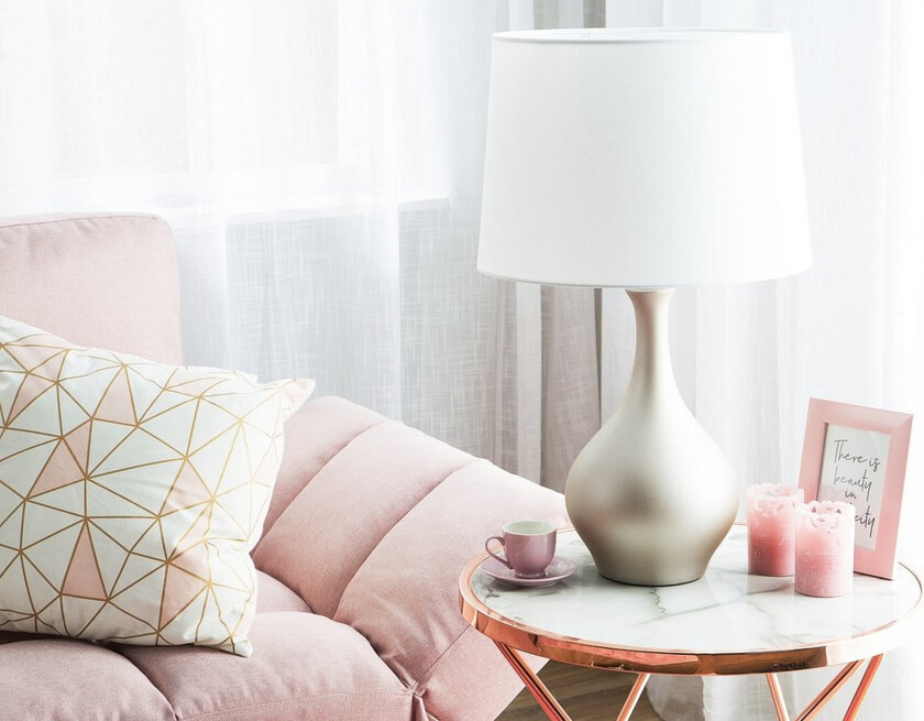 Bordlampe Gull / Hvit Keramikk 64 cm Polyester Vase Moderne Design Minimalistisk Stil