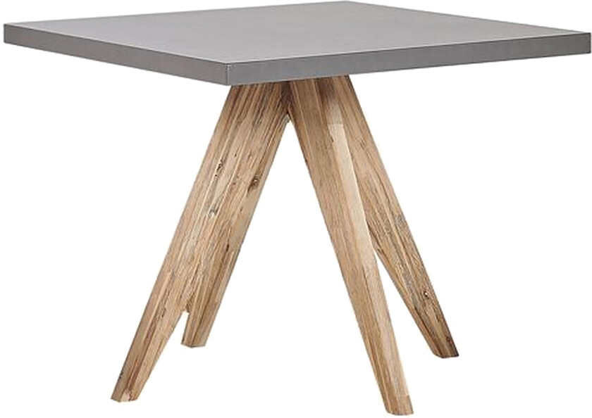 Bilde av Utendørs spisebord Grå Bordplate i betong Ben i lyst akasietre 90 x 90 cm 4 personer Hagemøbler Hagebord