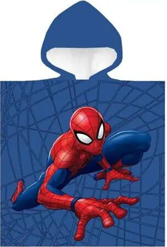 Håndkle poncho til barn - Spiderman - 50x100 cm – Deilig og myk kvalitet.