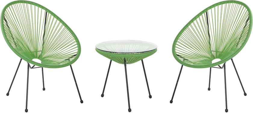 Balkongsett Grønn Rotting Sidebord med 2 Stoler Moderne Utendørs Balkong Uteplass Hagemøbler