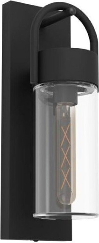 Carraro, Vegglys, Sort, Gjennomsiktig, Glass, Stål, IP44, Fasade, I