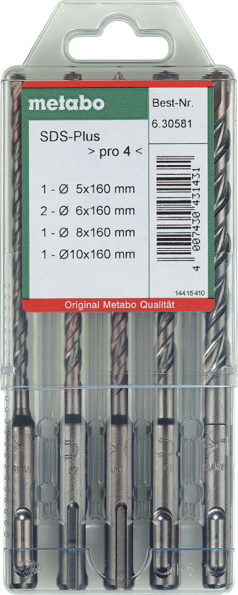 630581000, Rotasjons hammer, Drill bit set, 16 cm, SDS Plus, 5 stykker