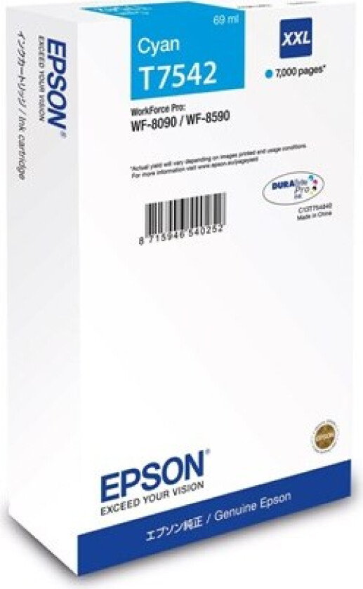 T7542 - XXL size - cyan - original - ink cartridge - Blekkpatron Blå