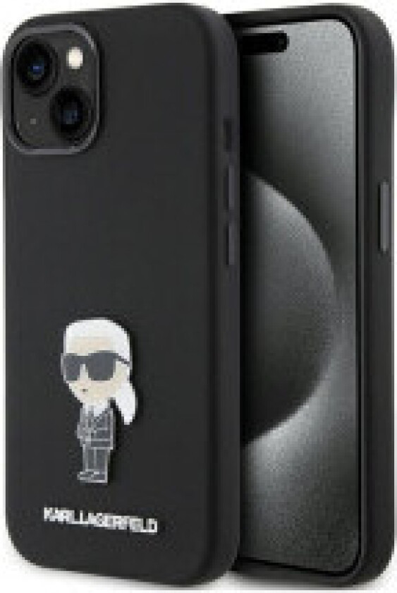 Karl Lagerfeld Silikon Ikonik Metal Pin - iPhone 15-deksel