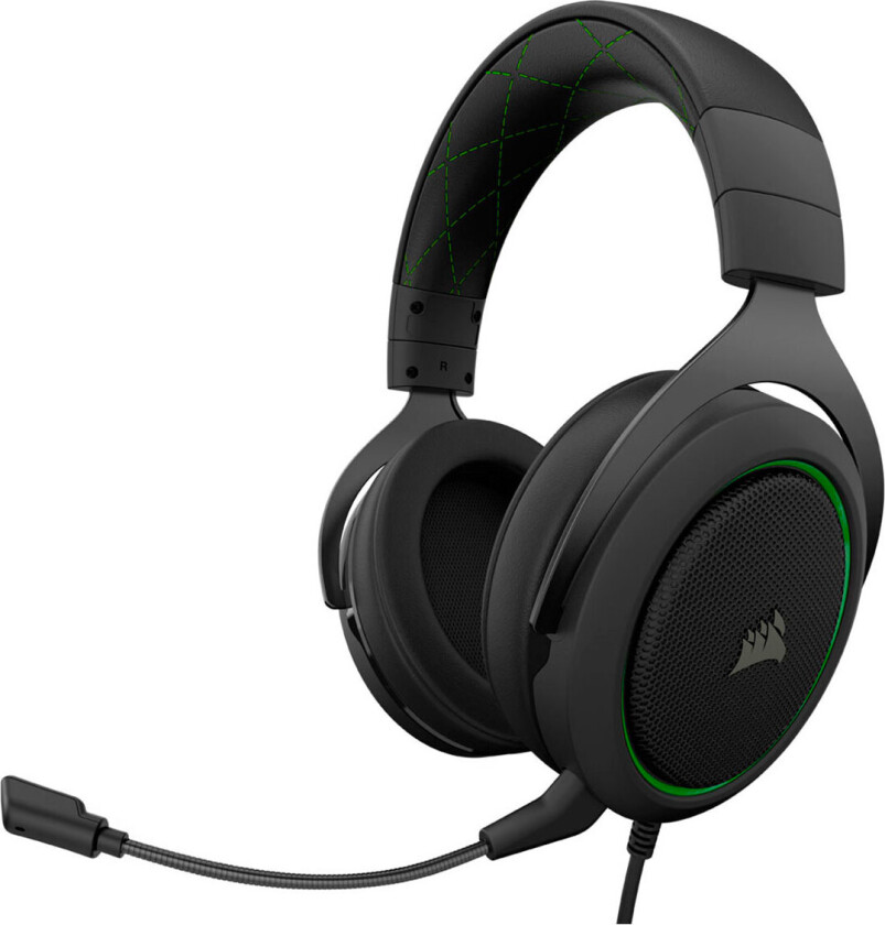 Corsair Gaming HS50 PRO STEREO - Headset - full størrelse - kabel - 3,5 mm jack - Grønn/Sort