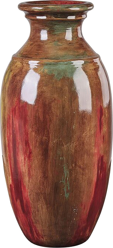 Dekorativ Vase Brun Abstrakt Mønster Terrakotta Elegant