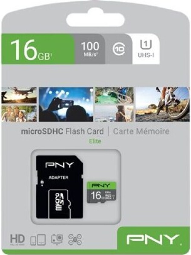 Elite - Flashminnekort (microSDHC til SD-adapter inkludert) - 16 GB - UHS-I U1 / Class10 - microSDHC UHS-I