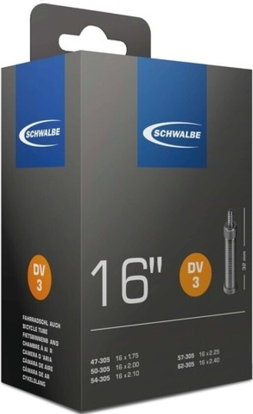 SCHWALBE DV3 (47-62x305) Dunlop 32 mm Made of 20% recycled old tubes, Innerbox - Box with 25 pcs. in separate boxes, Butyl