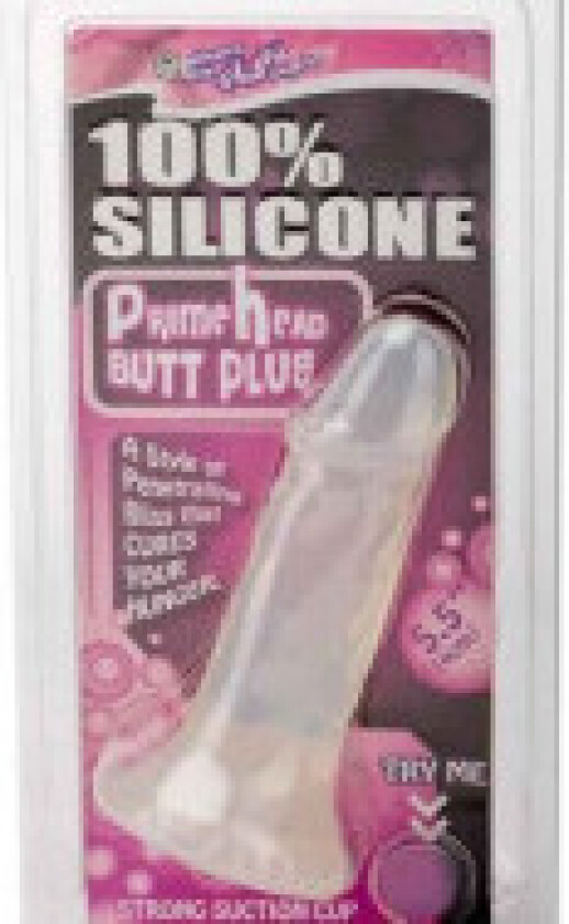 PRIME HEAD 100% SILIKON BUTT PLUG, MIT SAUGFUSS, CLEAR, 14CM