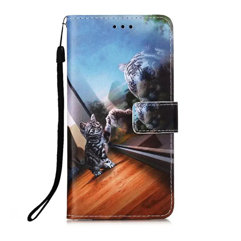 iPhone 13 Pro Kunstskinn Flip Deksel med Kortholder - Katt og Tiger