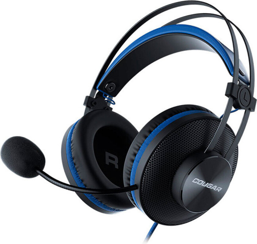 Cougar Immersa Essential Blue Headset Driver 40mm /9.7mm noise cancelling Mic./Stereo 3.5mm 4-pole and 3-pole PC adapter / Blue