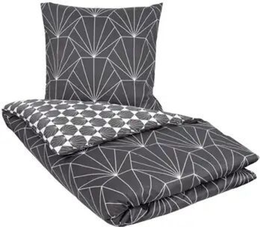 Sengesett 240x220 - Kingsize sengetøy - 100% Bomullssateng - Hexagon grå
