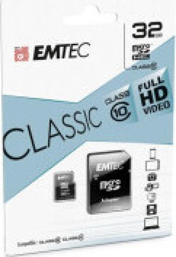 MicroSDHC 32GB EMTEC +Adapter CL10 CLASSIC Blister