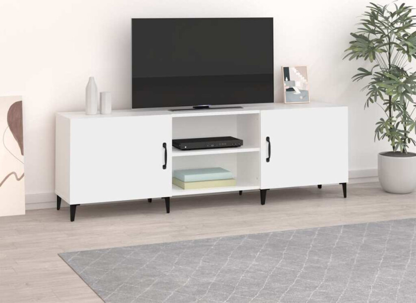 TV-benk hvit 150x30x50 cm konstruert tre
