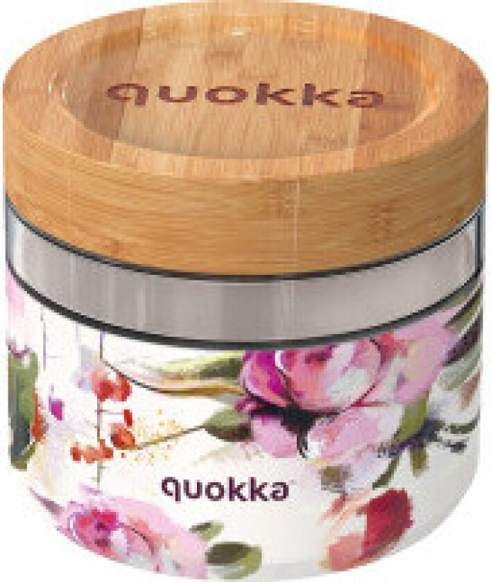 Quokka Deli Food Jar - Matbeholder/matboks i glass 820 ml (Mørke blomster)