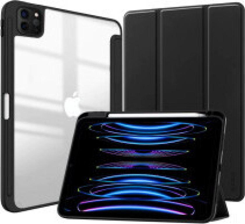 Crong PrimeFolio - Deksel for iPad Pro 11" (2022-2021) / iPad Air 10,9" (5-4 gener.) med stativ og Apple Pencil-lading (svart)