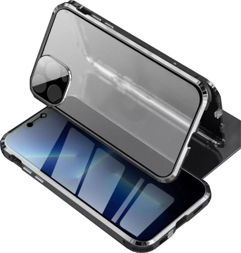 iPhone 13 Pro Max Magnetisk Privacy Glass Deksel - Bak Og Front - Svart