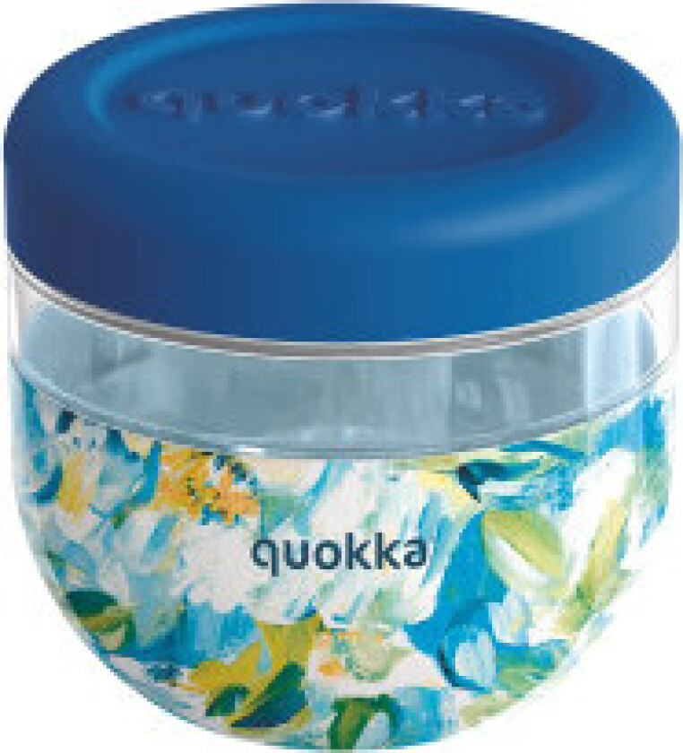 Quokka Bubble Food Jar - Matbeholder / matboks i plast 770 ml (Blue Peonies)
