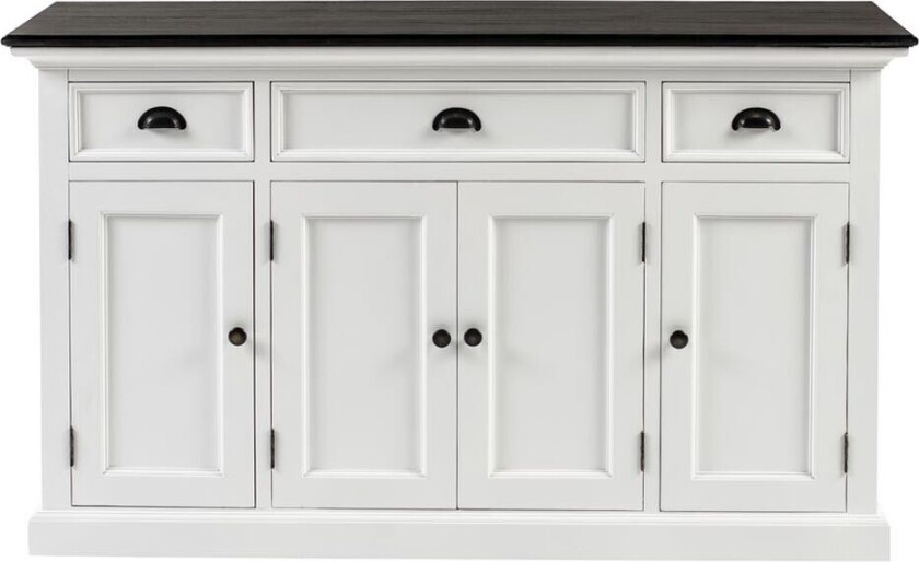 HalifaxContrast skjenk 4 dører, 2 liten og 1 stor skuff hvit, svart.