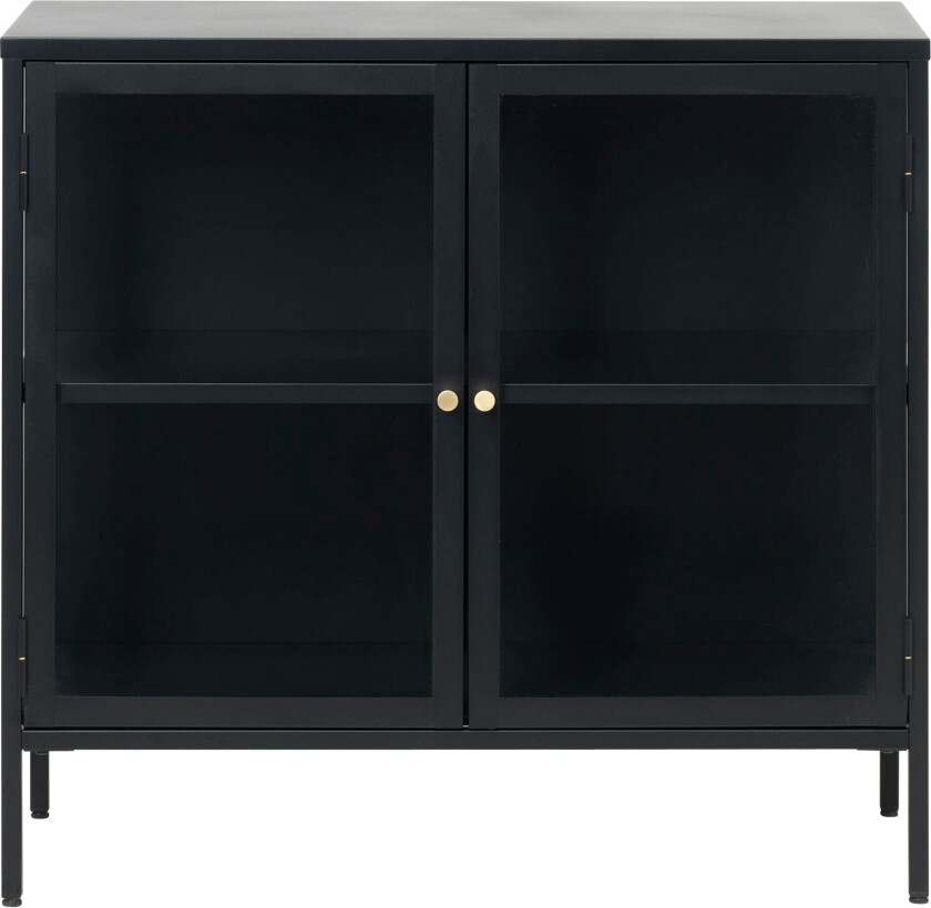 Carmel skjenk med 2 glassdører stål svart.