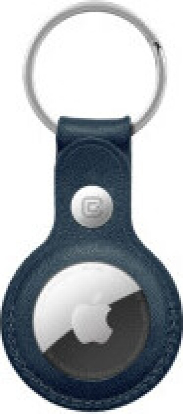 Crong Lærveske med nøkkelring - Beskyttende lærveske nøkkelring for Apple AirTag (marineblå)