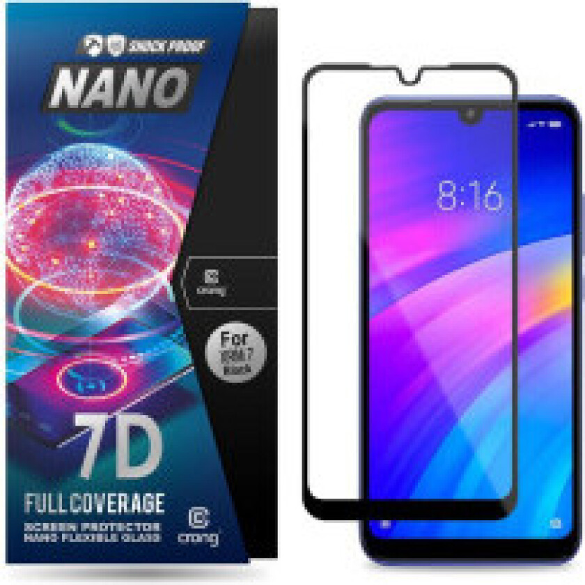 Crong 7D Nano fleksibelt glass – full dekning hybrid skjermbeskytter 9H Xiaomi Redmi 7