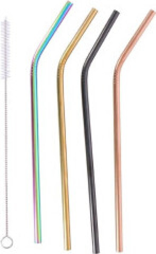 Alpina - Rustfrie sugerør 4 stk + rensebørste