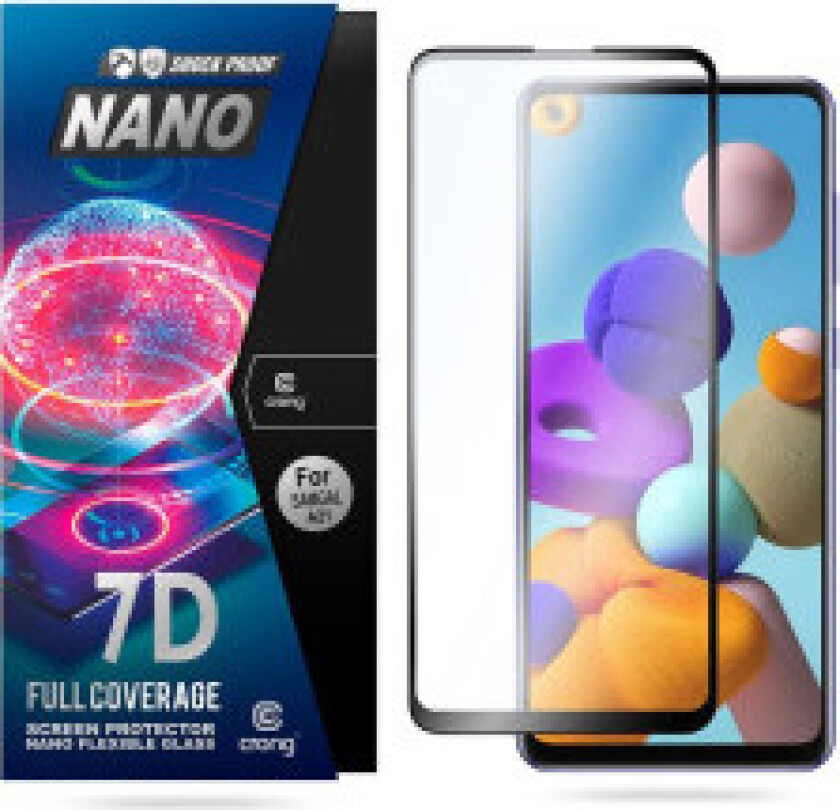 Crong 7D Nano fleksibelt glass – full dekning hybrid skjermbeskytter 9H Samsung Galaxy A21s