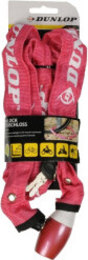 Dunlop - Sykkellås med kjedelås 120cm (rød)