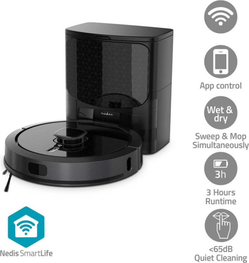 SmartLife Robot Støvsuger Lasernavigasjon Wi-Fi Kapasitet Collection Reservoir: 0.6 l Automatsik lading Maksimal driftstid: 240 min