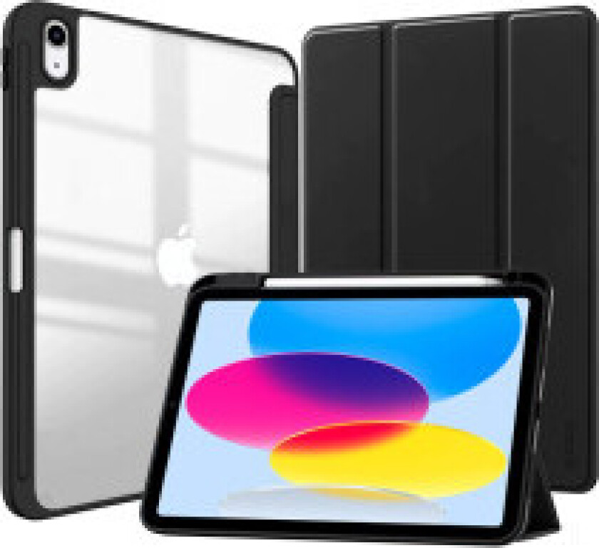 Crong PrimeFolio - Deksel for iPad 10,9" (2022) med stativ og Apple Pencil-oppbevaring (svart)