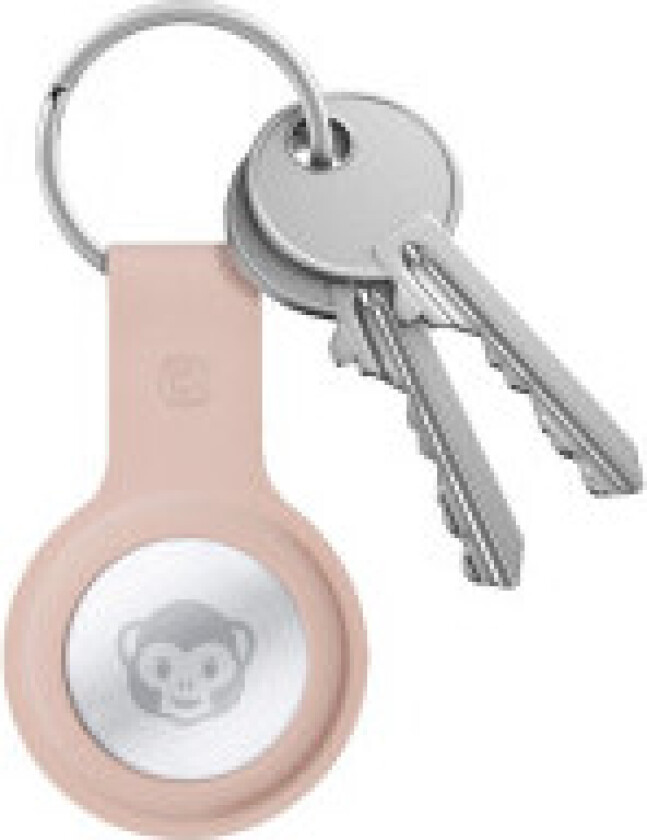 Crong silikonetui med nøkkelring - Beskyttende etui for Apple AirTag nøkkelring (sandrosa)