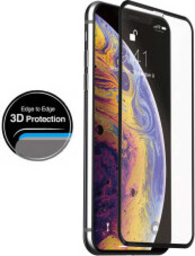 Just Mobile Xkin skjermbeskytter i herdet glass for iPhone Xs Max (gjennomsiktig/svart)