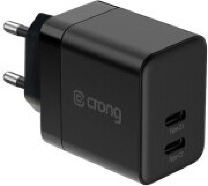 Crong Ultra Compact GaN - Vegglader 2x USB-C strømforsyning 35W (svart)