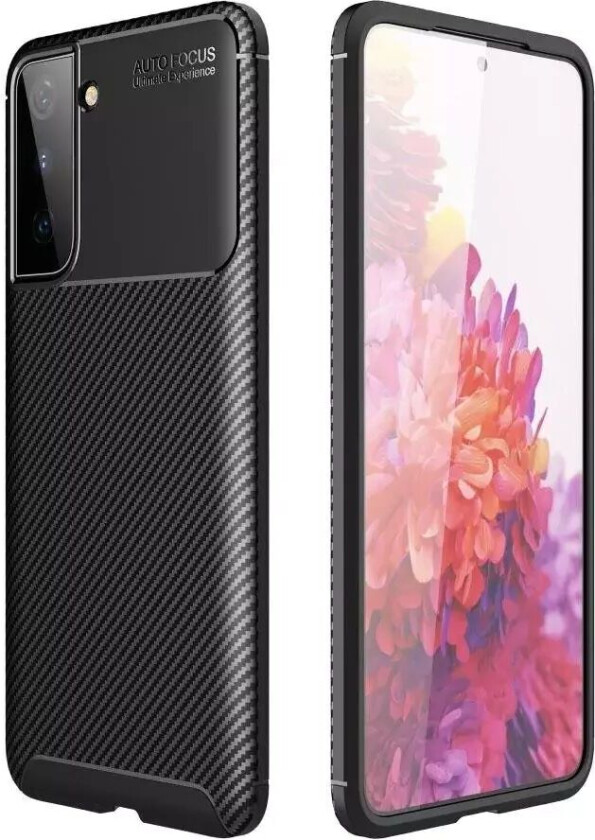 Samsung Galaxy S21 Carbon Fiber Fleksibel Plastdeksel - Svart