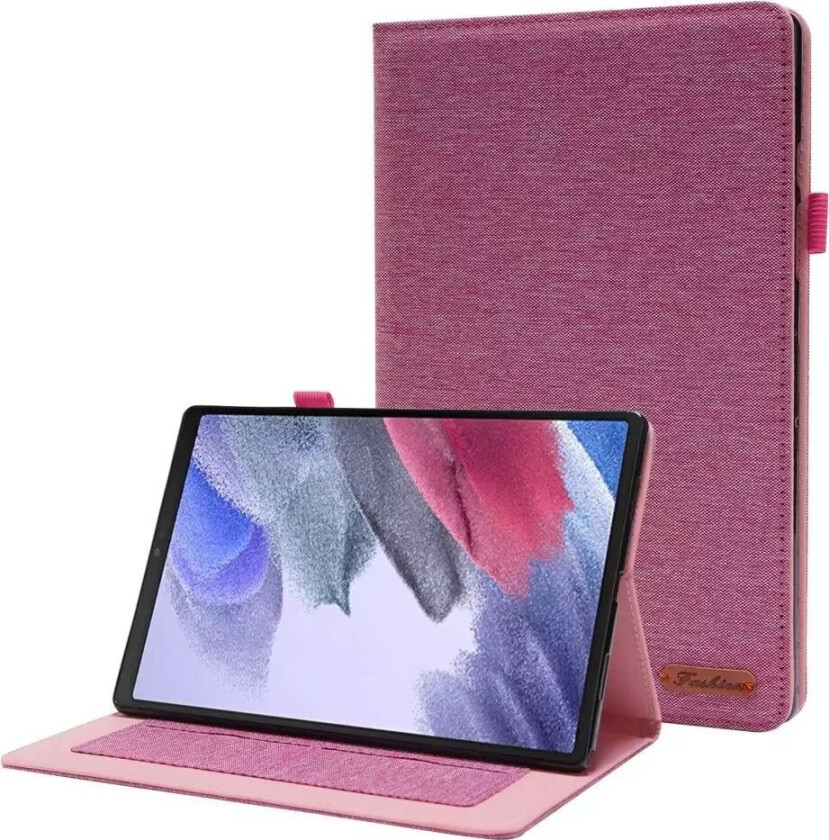 Samsung Galaxy Tab A8 10.5" Stoffpolstret Flipdeksel med Kortlommer - Rosa